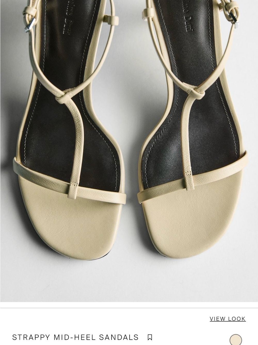 Massimo Dutti Strappy Mid-Heel Sandals - Cream Size 39, US size 8